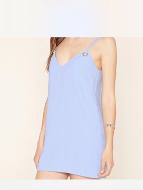 Forever 21 Powder Blue V-Neck Slip Dress with Ring-Strap Detail
